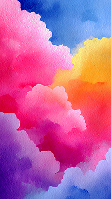 JPG 예술 백그라운드 일러스트 자연 하늘 수채화 빨간색 파란색 노란색 물감 그림 뷰티풀 국내일러스트 AI일러스트 AI콘텐츠 컬러 미술도구 생태계 파일형식