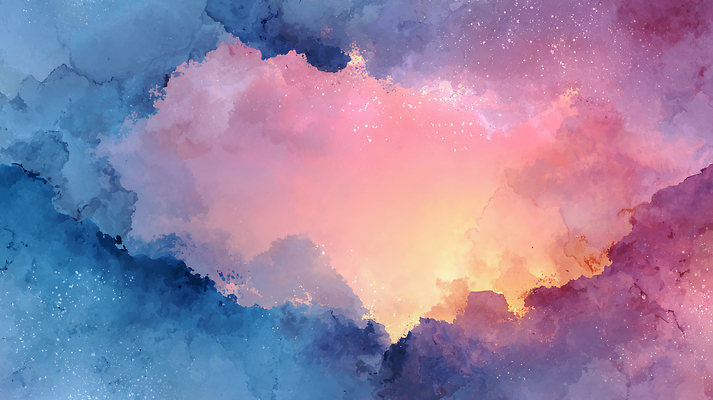 JPG 모양 예술 일러스트 자연 하늘 추상 수채화 파란색 물감 색채 경관 국내일러스트 AI일러스트 AI콘텐츠 컬러 무늬 풍경 미술도구 생태계 파일형식