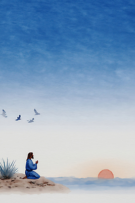 JPG 동물 종교 바다 일러스트 자연 조류 하늘 바람 사람 풍경 해변 일상 태양 평화 고요 일몰 기도 예수 저녁 무릎꿇기 국내일러스트 AI일러스트 AI콘텐츠 자연요소 컨셉 모션 날씨 라이프 노을 신_종교 야간 생태계 파일형식