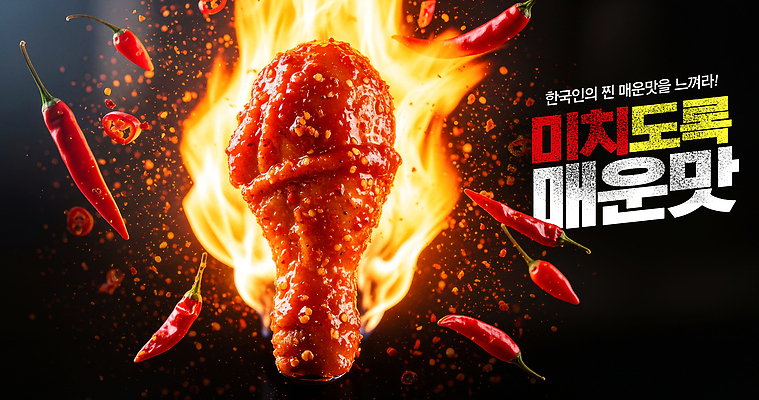 PSD 편집이미지 한식 음식 고추 불꽃 양념치킨 닭고기 고추장 매움 닭다리 레시피 이미지편집 채소 불 육류 치킨 양념 맛 파일형식