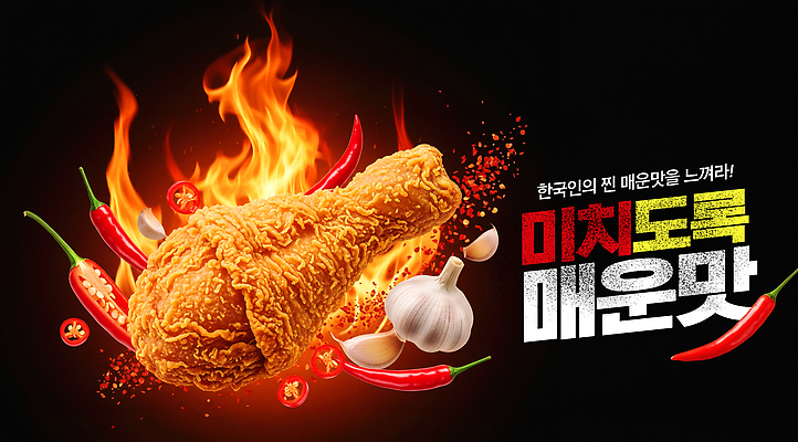 PSD 편집이미지 한식 음식 고추 불 한국 마늘 치킨 양념치킨 맛 매움 닭다리 치킨요리 바삭바삭 이미지편집 자연요소 아시아 컨셉 채소 닭고기요리 파일형식