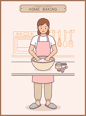 직업 생활용품 관계 신체부위 제과제빵 제빵 파일형식 벡터 제과 주방 반죽 요리 앞치마 주방용품 식재료 믹싱 Baking 홈베이킹 사람 요리사 가족 전통 재료 반죽기 손 AI파일 국내일러스트 일러스트