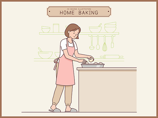 손 여자 일러스트 재료 가정 모션 주방용품 아침 디저트 요리 주방 오븐 설탕 준비 반죽 만들기 밀가루 홈베이킹 제빵 레시피 오후 국내일러스트 AI파일 주간 음식 생활용품 사람 신체부위 제과제빵 가전제품 가루 파일형식 벡터