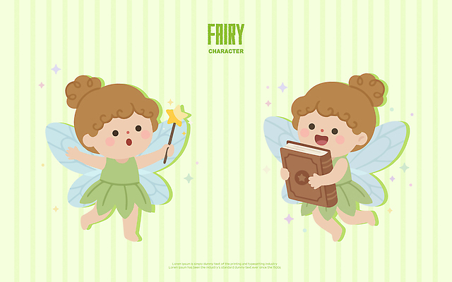 캐릭터 어린이 일러스트 상상 지팡이 요정 이야기 웃음 책 즐거움 마법 창의성 환상 일러캐릭터 AI파일 감정 컨셉 표정 사람 파일형식 벡터