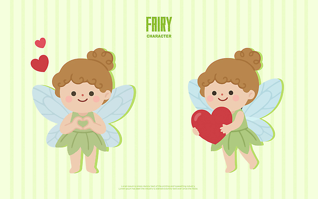 모양 캐릭터 감정 컬러 사람 신체부위 파일형식 벡터 요정 하트 사랑 초록색 여자 손 디자인 어린이 상상 즐거움 밝음 일러스트 AI파일 일러캐릭터