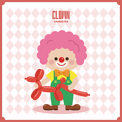 모양 동물 캐릭터 어린이 일러스트 웃음 이벤트 장식 파티 축하 생일 피에로 놀이기구 즐거움 풍선 일러캐릭터 AI파일 기념일 감정 컨셉 표정 사람 파일형식 벡터