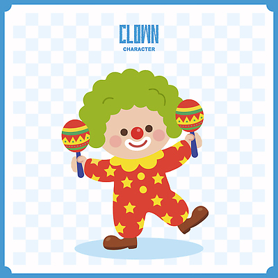 캐릭터 어린이 음악 일러스트 웃음 빨간색 장난감 소풍 공연 춤 피에로 즐거움 그림 마라카스 일러캐릭터 AI파일 감정 컬러 문화예술 타악기 표정 사람 이벤트 야외활동 파일형식 벡터