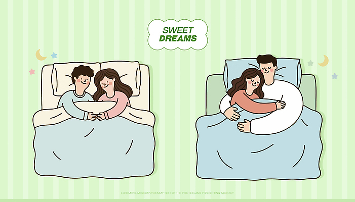감정 가구 컨셉 관계 모션 사람 이벤트 감각 파일형식 벡터 침대 커플 남자 여자 안기 꿈 사랑 휴식 편안함 결혼 행복 귀여움 마음 소중 따뜻함 국내일러스트 일러스트 AI파일 잠