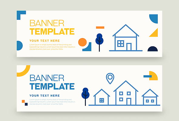 템플릿 배너 선 무늬 건물 가로 세트 재산 파일형식 벡터 디자인 그래픽 주택 기하학 도형 위치 직선 모던 사용자 작업 이미지템플릿 AI파일 부동산 가로배너 배너세트