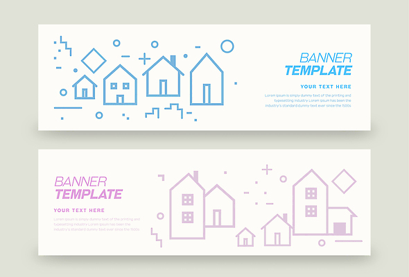 템플릿 배너 무늬 건물 가로 세트 재산 파일형식 벡터 주택 그래픽 디자인 패턴 기하학 모양 선 사용자 도형 비율 크기 이미지템플릿 AI파일 부동산 모던 가로배너 배너세트