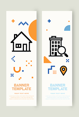 템플릿 건축물 배너 무늬 건물 세로 세트 재산 파일형식 벡터 디자인 주택 돋보기 그래픽 도형 추상 모양 창작 이미지템플릿 AI파일 부동산 모던 세로배너 배너세트
