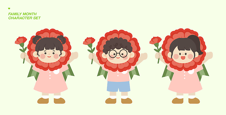 식물 꽃 감정 컨셉 관계 표정 사람 신체부위 5월 파일형식 벡터 가정의달 어린이 축하 캐릭터 이벤트 웃음 기념 행복 사랑 손 친구 그림 AI파일 국내일러스트 일러스트 카네이션