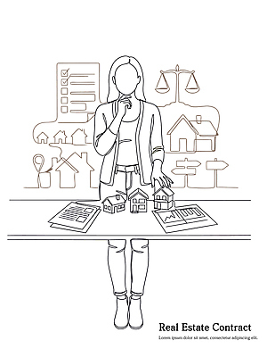 여자 선 일러스트 비즈니스 탁자 부동산 그래프 협상 사무실 거래 작업 시장 전문직 계획 계약 확인 투자 법 체크리스트 국내일러스트 AI파일 직업 가구 컨셉 사람 재산 파일형식 벡터