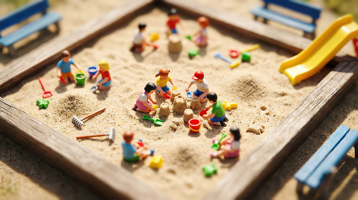 JPG 편집이미지 모션 놀이 함께함 야외 친구 모래사장 장난감 미니어처 시간 놀이터 즐거움 모래성 편집실사 AI컴퓨터그래픽 AI콘텐츠 감정 모래 바다 컨셉 관계 모형 CG 파일형식