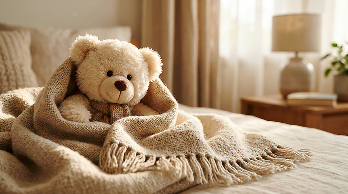 JPG 편집이미지 가구 휴식 조명 실내 따뜻함 인테리어 장난감 곰인형 방 침대 포근함 편안함 담요 오브젝트 안락 편집실사 AI포토 AI콘텐츠 디자인 인형 생활용품 컨셉 내부 감각 CG 파일형식