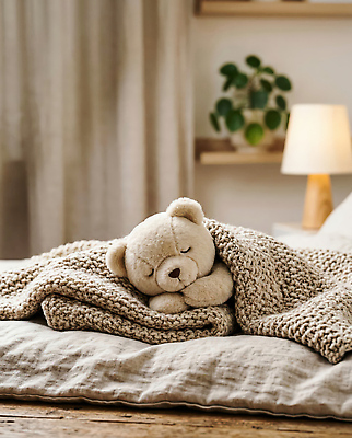 JPG 식물 편집이미지 휴식 조명 인테리어 곰인형 공간 침실 방 침대 분위기 포근함 편안함 담요 창가 오브젝트 부드러움 편집실사 AI포토 AI콘텐츠 디자인 인형 가구 컨셉 창문 감각 CG 파일형식