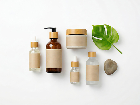 JPG 식물 편집이미지 잎 유리 뷰티 갈색 라벨 화장품 상품 유기농 스킨케어 반투명 편집실사 AI포토 AI콘텐츠 웰빙 컬러 재질 프레임 CG 파일형식