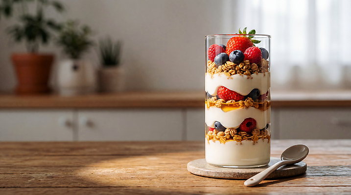 JPG 편집이미지 과일 아침 디저트 건강 컵 햇빛 식사 파르페 요거트 나무탁자 그래놀라 그릭요거트 편집실사 AI포토 AI콘텐츠 주간 식기 음식 탁자 유제품 태양 CG 파일형식