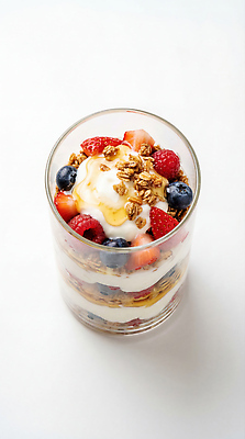 JPG 편집이미지 과일 가정 딸기 아침 디저트 컵 식사 출근 블루베리 산딸기 파르페 층 요거트 그래놀라 그릭요거트 편집실사 AI포토 AI콘텐츠 주간 식기 음식 유제품 CG 출퇴근 파일형식