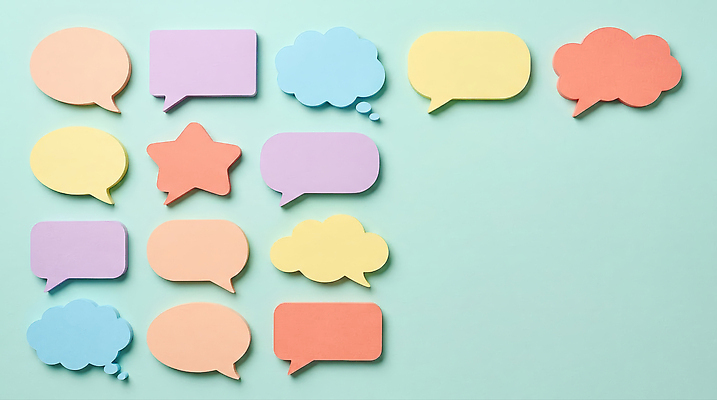 JPG 편집이미지 말풍선 생각 아이디어 대화 메모지 메시지 포스트잇 소통 편집실사 AI포토 AI콘텐츠 컨셉 말하기 사무용품 CG 파일형식