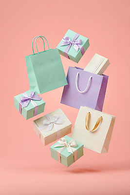 JPG 편집이미지 리본 분홍색 컬러 선물 이벤트 공중 장식 선물상자 쇼핑 세트 상자 쇼핑백 스타일 이미지편집 AI컴퓨터그래픽 AI콘텐츠 가방 파일형식