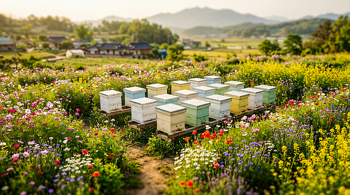 JPG 편집이미지 꽃 꽃밭 농업 자연 산 농장 농촌 작업 벌집 양봉 양봉업 양봉장 편집실사 AI포토 AI콘텐츠 식물 산업 시골 CG 생태계 파일형식