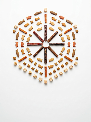 JPG 편집이미지 고양이 원형 먹이 배열 고양이먹이 편집실사 AI포토 AI콘텐츠 도형 포유류 반려동물 CG 파일형식