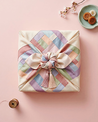 JPG 편집이미지 전통 접시 디자인 문화 포장 선물 장식 상자 과자 보자기 한복 편집실사 AI포토 AI콘텐츠 한국전통 식기 디저트 전통의상 CG 파일형식 천_직물