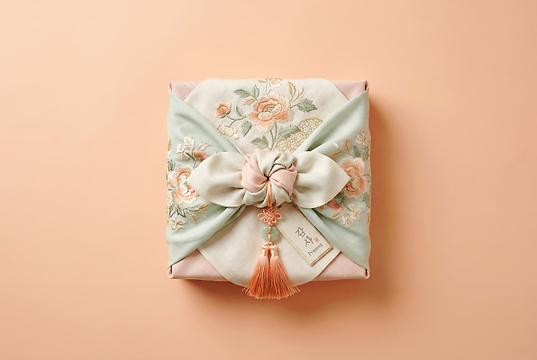 JPG 편집이미지 전통 디자인 리본 꽃무늬 포장 한국 선물 장식 상자 보자기 고급 자수 편집실사 AI포토 AI콘텐츠 꽃 아시아 컨셉 무늬 CG 파일형식 천_직물