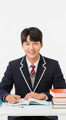 JPG 편집이미지 학생 교육 교복 남학생 교실 학교 청소년 수업 책 학습 연필 책상 의료성형뷰티 편집실사 AI인물포토 AI콘텐츠 옷 남자 가구 학용품 사람 필기구 CG 파일형식 AI포토