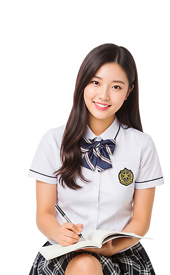 JPG 편집이미지 학생 여학생 교복 학교 모션 청소년 웃음 학습 공책 기록 집중 의료성형뷰티 편집실사 AI인물포토 AI콘텐츠 옷 여자 교육 컨셉 문구용품 표정 사람 CG 파일형식 AI포토