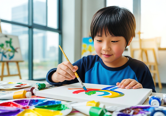 JPG 편집이미지 손 어린이 창문 모션 실내 미술 풍경 물감 도구 붓 체험학습 집중 그림 창의성 의료성형뷰티 편집실사 AI인물포토 AI콘텐츠 컨셉 문화예술 사람 내부 신체부위 미술도구 체험 CG 파일형식 AI포토