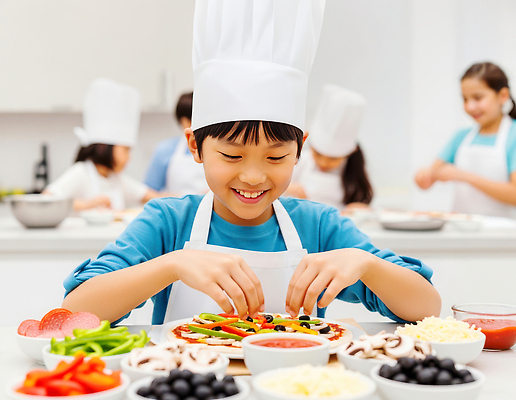 JPG 편집이미지 어린이 음식 재료 모션 수업 피자 함께함 요리 미소 요리사 체험학습 즐거움 만들기 의료성형뷰티 편집실사 AI인물포토 AI콘텐츠 직업 교육 감정 컨셉 패스트푸드 서양음식 표정 사람 체험 CG 파일형식 AI포토