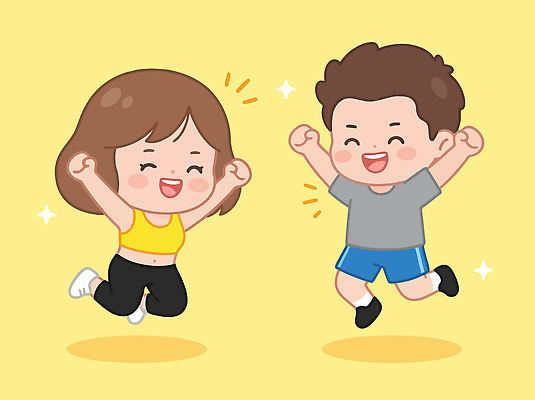 여자 남자 행복 스포츠 다이어트 일러스트 모션 놀이 웃음 친구 운동 점프 활발 기쁨 즐거움 국내일러스트 AI파일 감정 컨셉 관계 표정 건강 사람 파일형식 벡터