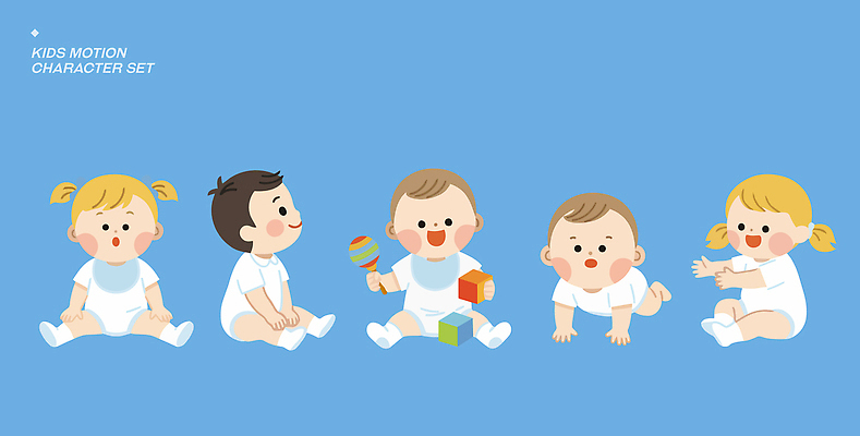 캐릭터 손 일러스트 놀이 웃음 세트 장난감 블록 아기 그룹 즐거움 놀기 일러캐릭터 AI파일 감정 모션 표정 사람 신체부위 파일형식 벡터