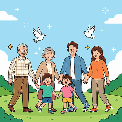 공원 여자 노년 남자 행복 어린이 일러스트 가족 자연 조류 하늘 함께함 웃음 부모 손잡기 산책 선거 즐거움 조부모 국내일러스트 AI파일 동물 공공시설 감정 컨셉 관계 모션 휴식 표정 사람 성인 민주주의 생태계 파일형식 벡터