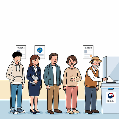 여자 노년 남자 줄 일러스트 선택 투표 선거 민주주의 정의 시민 참여 투표소 국내일러스트 AI파일 컨셉 사람 성인 국민 파일형식 벡터