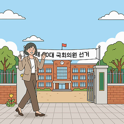 여자 일러스트 건물 현수막 투표 선거 민주주의 대문 방문 시민 국회의원 정치 참여 투표소 권리 국내일러스트 AI파일 직업 건축물 사람 문 국민 파일형식 벡터