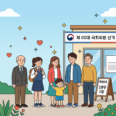 여자 남자 어린이 일러스트 가족 하늘 웃음 여러명 모임 투표 선거 시민 참여 투표소 국내일러스트 AI파일 다수 관계 표정 사람 민주주의 국민 파일형식 벡터