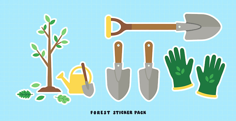나무 식물 장갑 스티커 일러스트 나뭇잎 정원 물뿌리개 도구 작업 삽 식목일 오브젝트 원예 나무심기 국내일러스트 AI파일 잡화 기념일 잎 취미 심기 파일형식 벡터