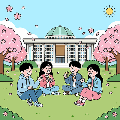 나무 여자 남자 행복 음식 일러스트 모션 이야기 웃음 친구 봄 만남 벚꽃 즐거움 국회의사당 국회 소통 동아리 사교 국내일러스트 AI파일 식물 계절 꽃 감정 컨셉 관계 표정 사람 파일형식 벡터