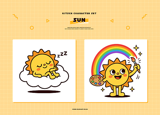 캐릭터 예술 컬러 무지개 일러스트 웃음 취미 태양 노란색 잠 즐거움 그림 화가 창작 일러캐릭터 AI파일 자연요소 직업 감정 표정 파일형식 벡터