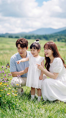 JPG 편집이미지 공원 꽃 행복 어린이 나비 가족 모션 자연 웃음 초원 여름 부모 즐거움 소통 의료성형뷰티 편집실사 AI인물포토 AI콘텐츠 식물 계절 공공시설 감정 곤충 컨셉 관계 표정 사람 CG 생태계 파일형식 AI포토