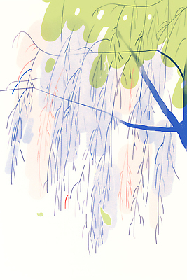 JPG 나무 식물 백그라운드 잎 일러스트 자연 수채화 버드나무 그림 국내일러스트 AI일러스트 AI콘텐츠 생태계 파일형식