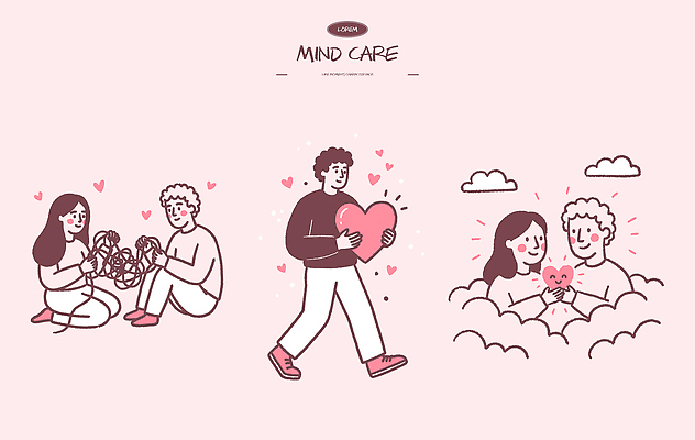 행복 감정 일러스트 관계 사랑 웃음 사람 친구 운동 마음 표현 정신건강 국내일러스트 AI파일 표정 건강 파일형식 벡터