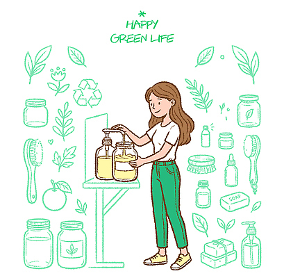 식물 일러스트 자연 건강 사람 생활 자연보호 깨끗함 화장품 재활용 오브젝트 친환경 제로웨이스트 국내일러스트 AI파일 컨셉 뷰티 환경 그린캠페인 보호 사회이슈 생태계 파일형식 벡터