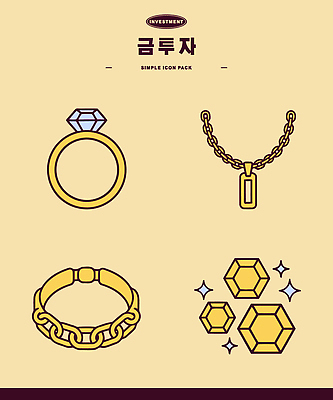 도형 컬러 다수 비즈니스 장신구 광석 파일형식 벡터 보석 도안 반지 목걸이 팔찌 원형 쇠사슬 금색 장식 세트 다양 AI파일 일러스트 국내일러스트 투자