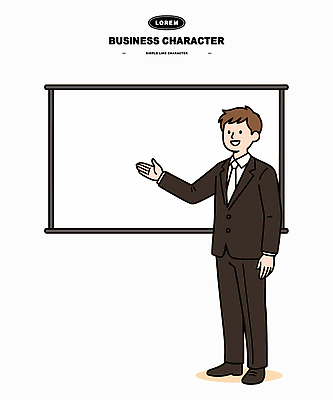 캐릭터 손 교육 남자 일러스트 비즈니스 회의 그래프 설명 정장 자료 표현 비즈니스맨 발표 계획 프레젠테이션 화이트보드 이미지 전문 국내일러스트 AI파일 옷 컨셉 모션 사람 신체부위 직장인 파일형식 벡터