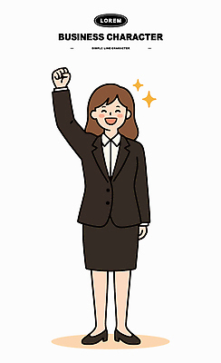 캐릭터 손 여자 감정 일러스트 회사 비즈니스 성공 직장 웃음 정장 일상 사무실 기쁨 축하 표현 우승 작업 국내일러스트 AI파일 옷 컨셉 표정 사람 라이프 신체부위 최고 파일형식 벡터
