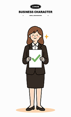 모션 사람 신체부위 확인 파일형식 벡터 비즈니스 캐릭터 여자 옷 문서 체크표시 심볼 작업 손 표정 설명 스타일 이미지 일러스트 AI파일 국내일러스트